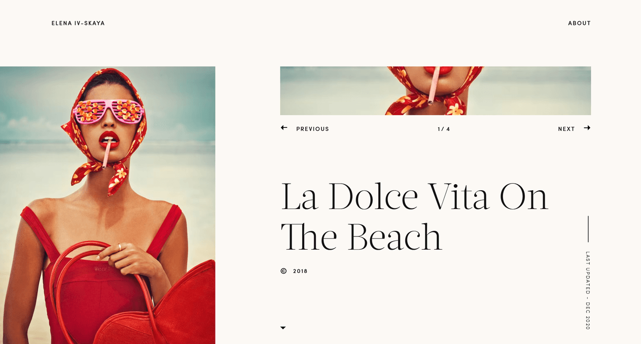 A light website with red accents