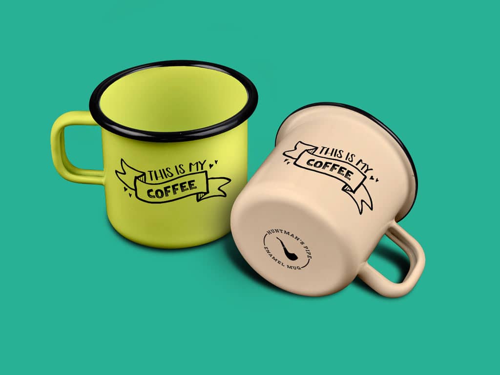 A free enamel mug mockups