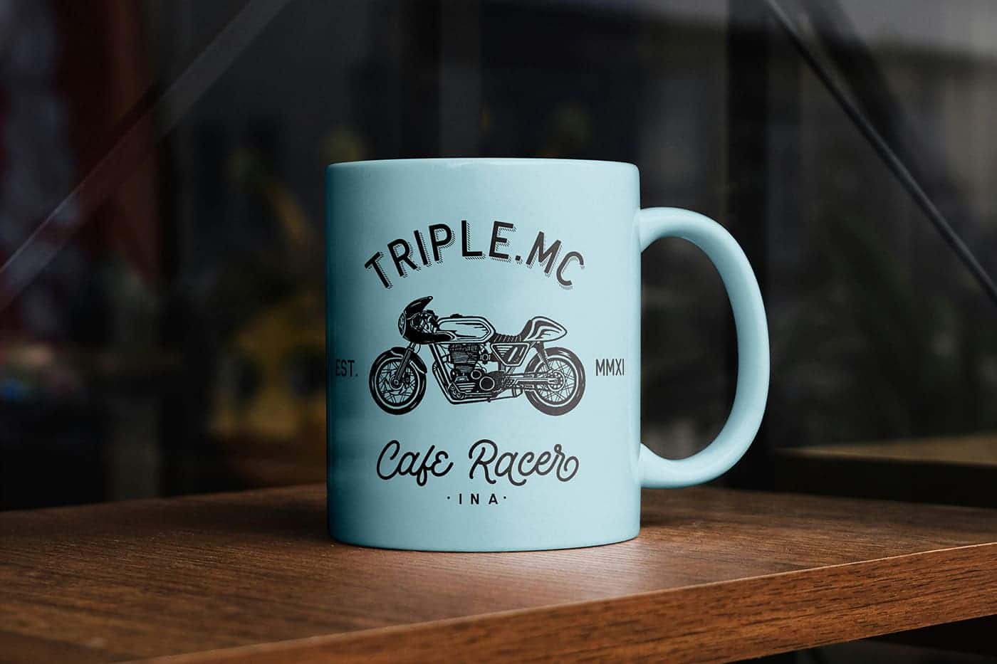 A free ceramic mug on table mockup