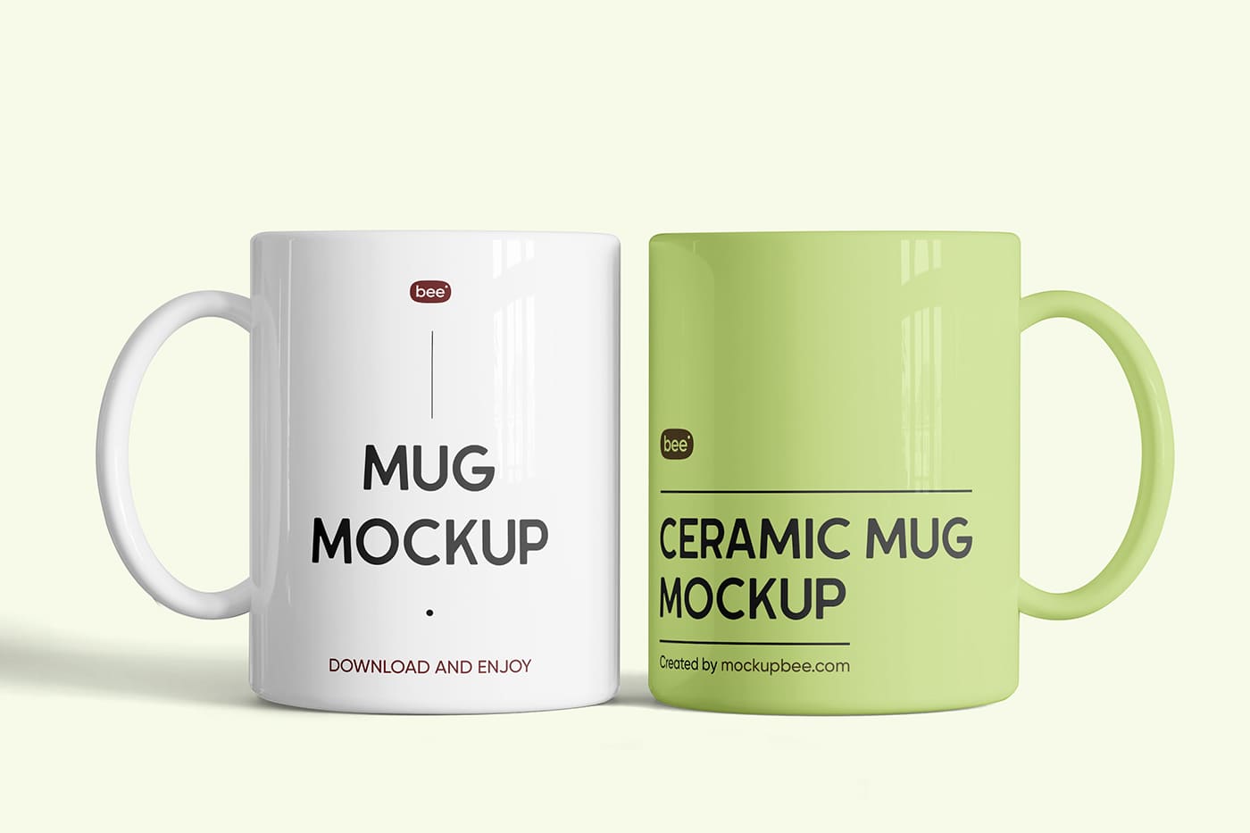 A free double mug mockup