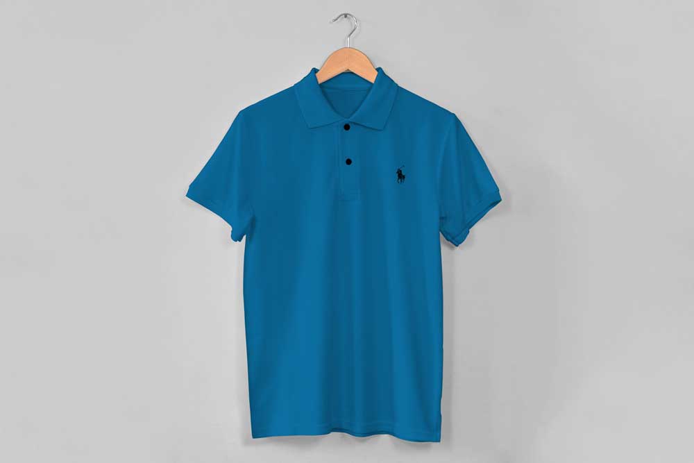 A free hanging polo shirt mockup