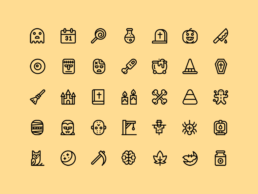 A free Halloween line icons