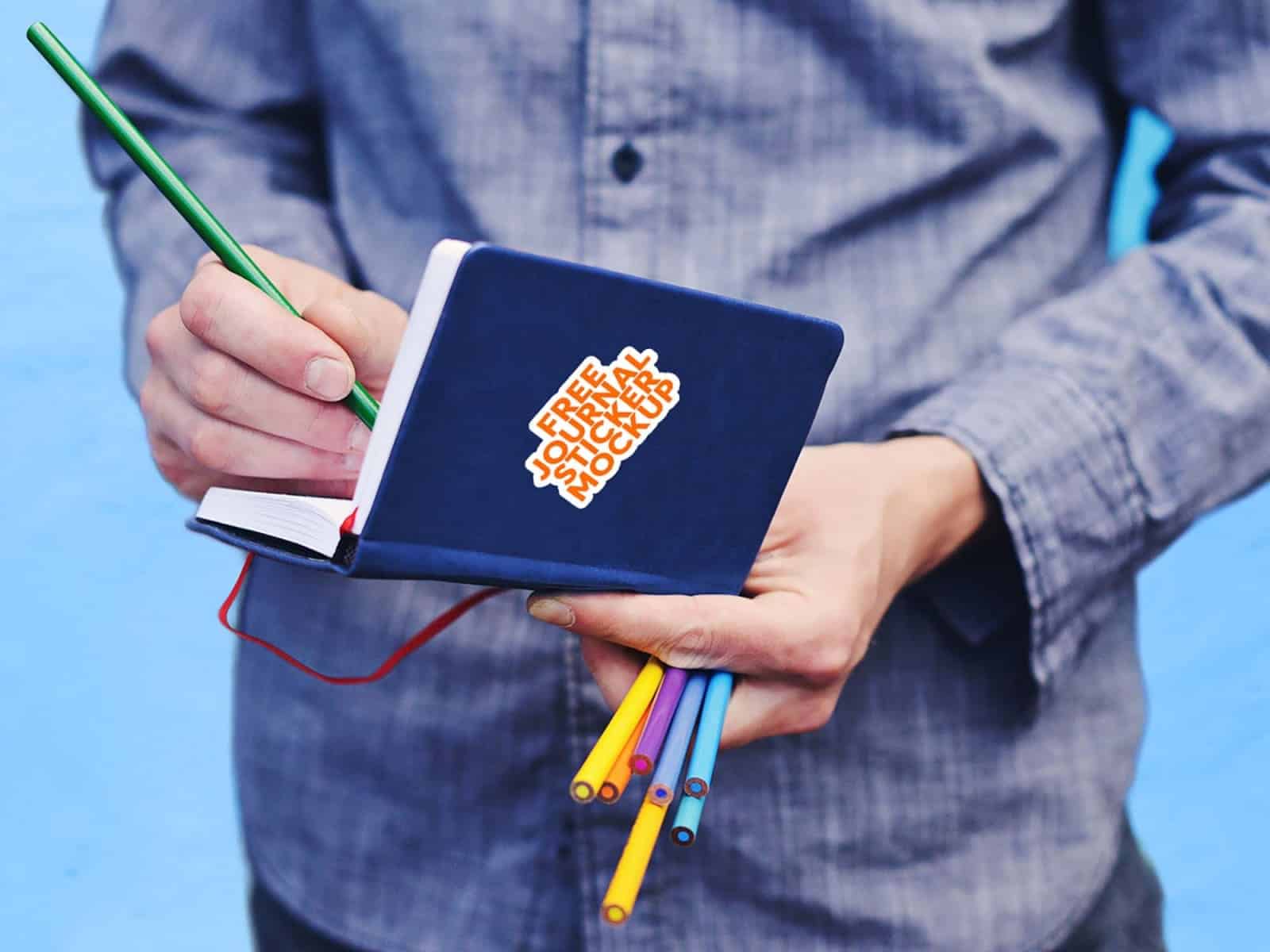 A free journal sticker mockup