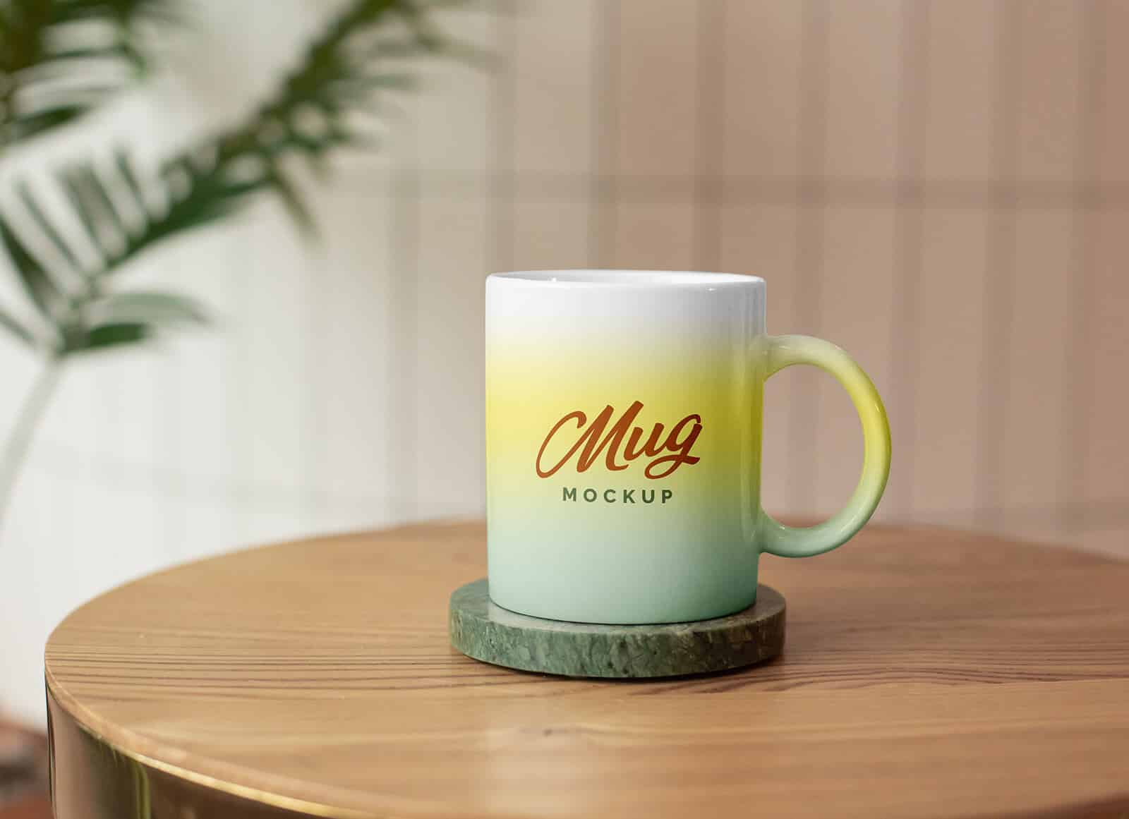 A free mug on coaster mockup