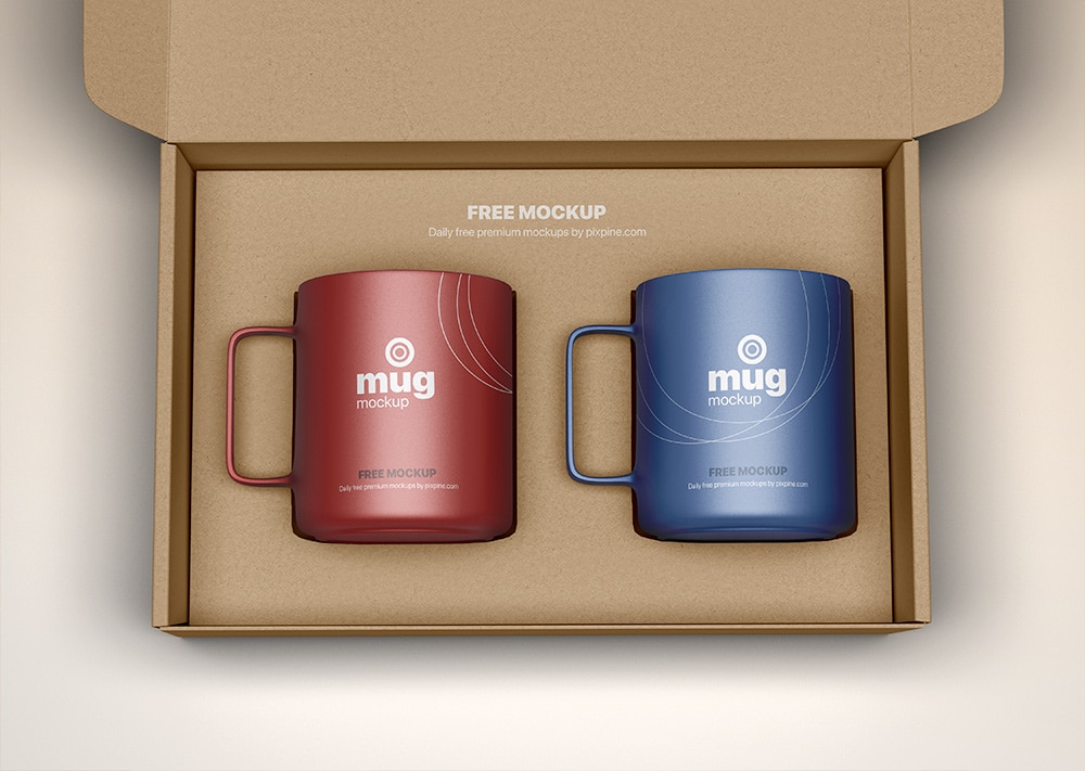 A free mug packaging mockup