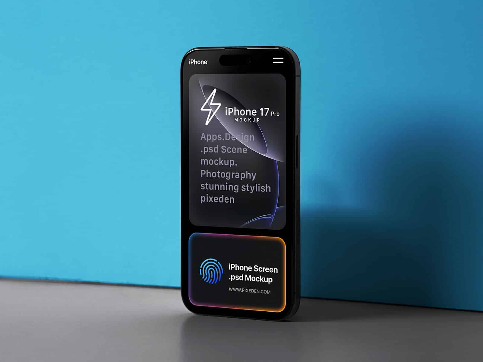 A free standing iPhone 17 Pro mockup
