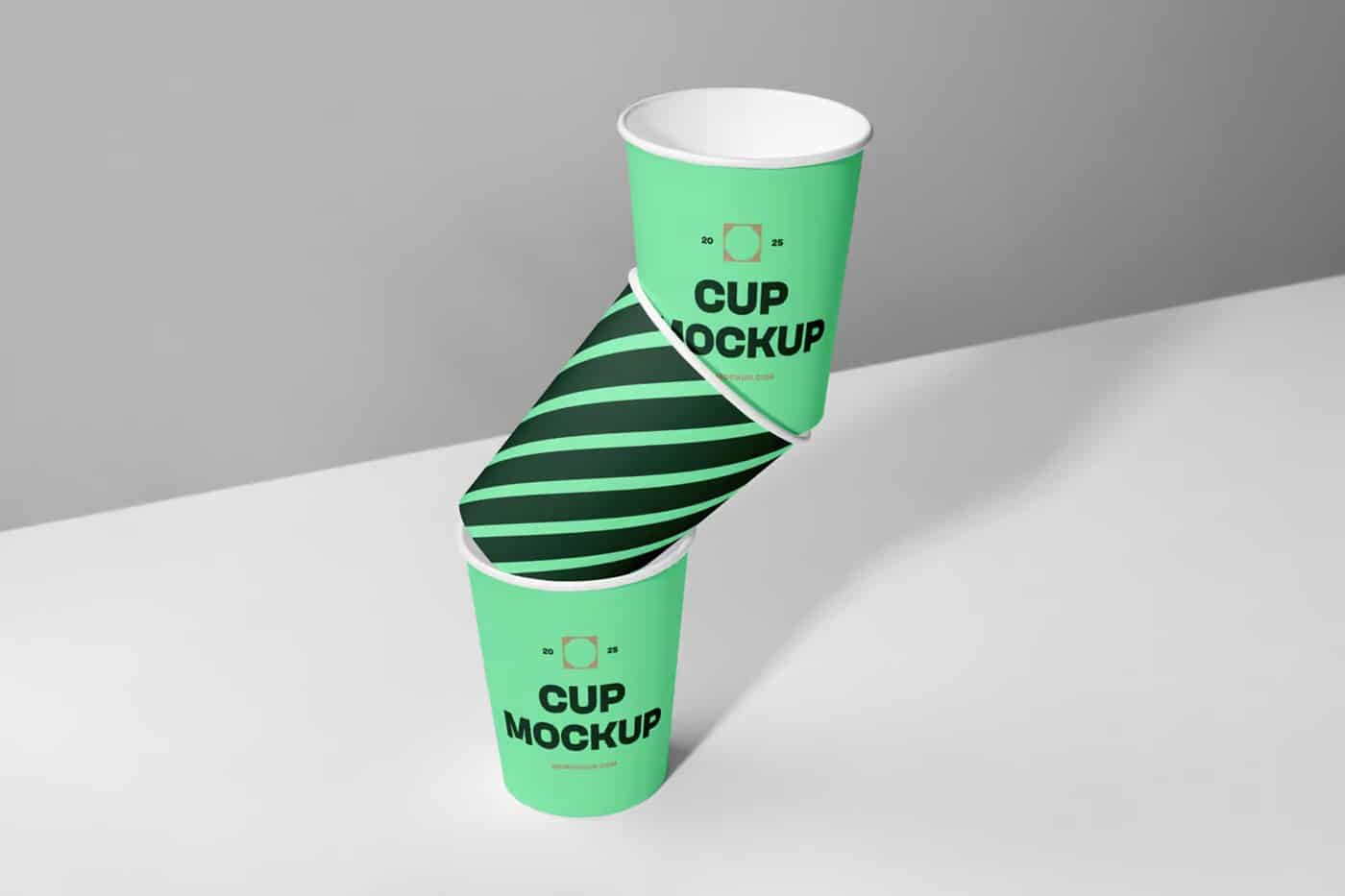 A free three paper cups mockup
