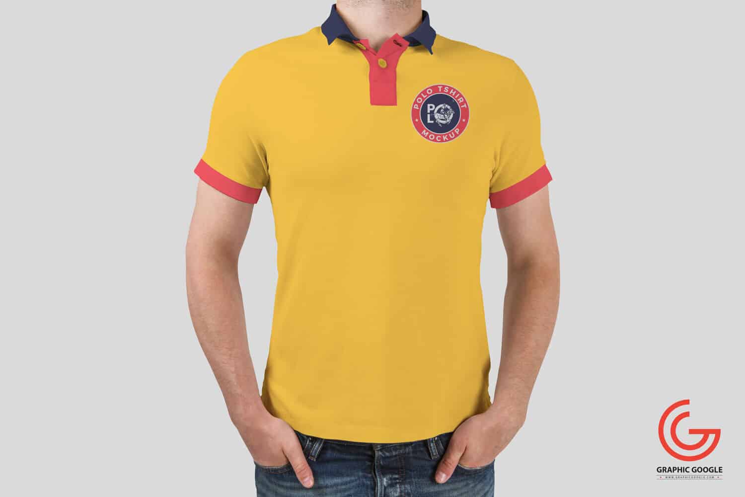 A man wearing polo shirt mockup