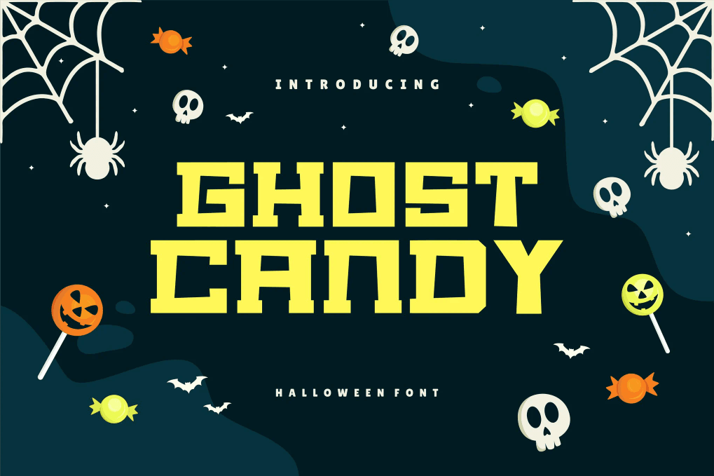 A square Halloween display font
