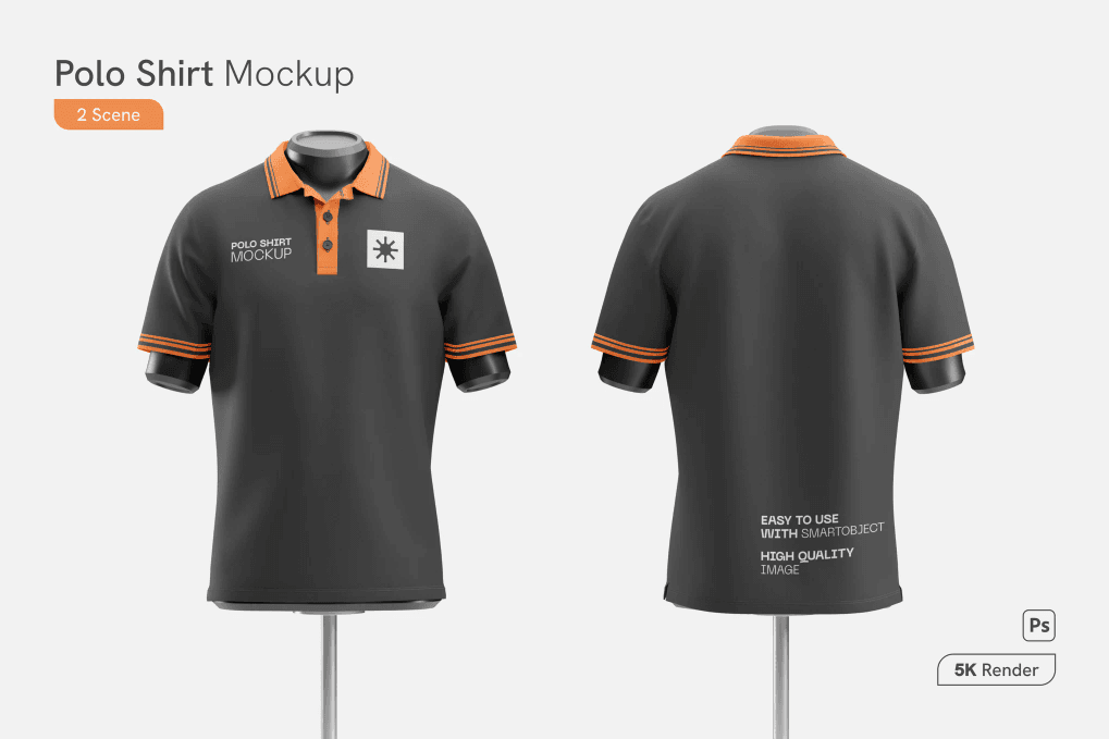 A grey polo shirt mockup