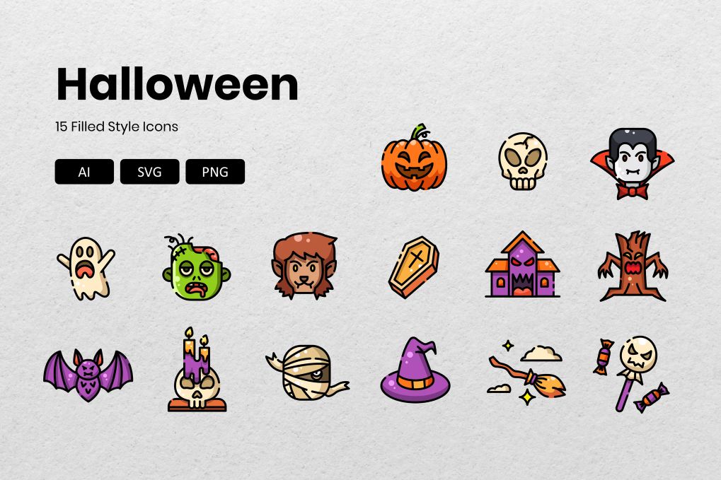 A colored Halloween icons