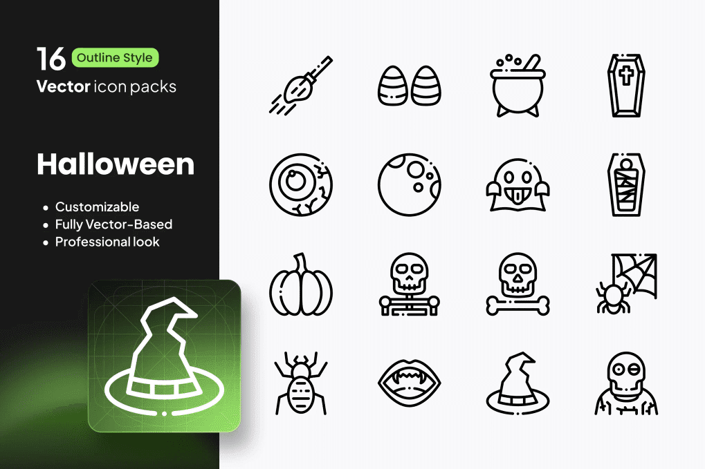 Halloween line icons
