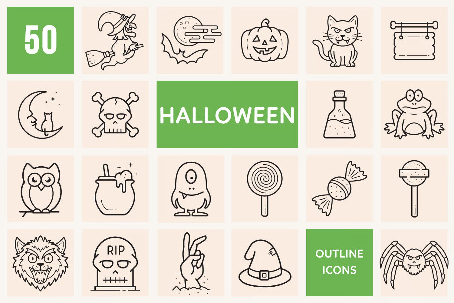 An Halloween outline icons
