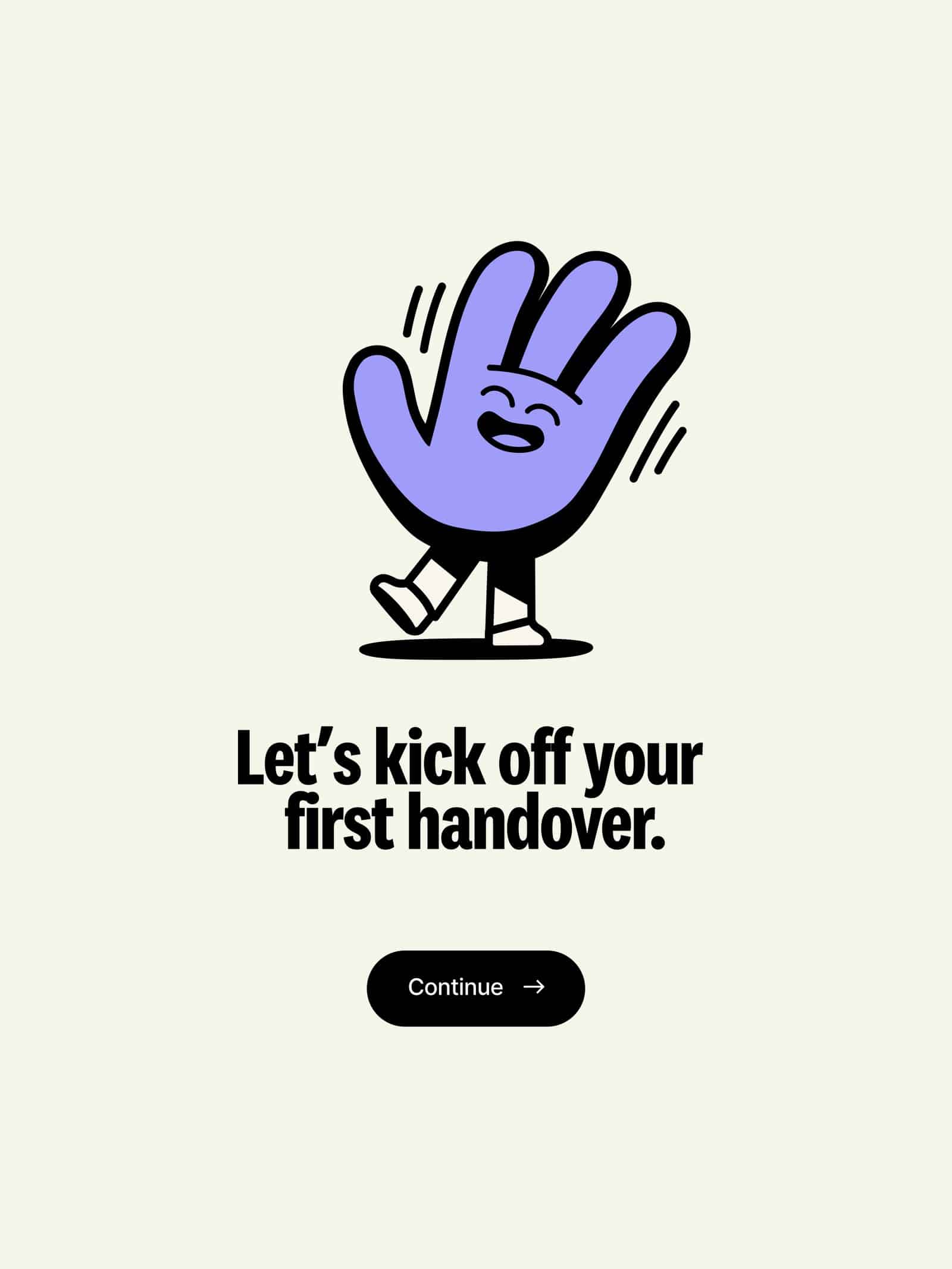 A shaking hand for Handover