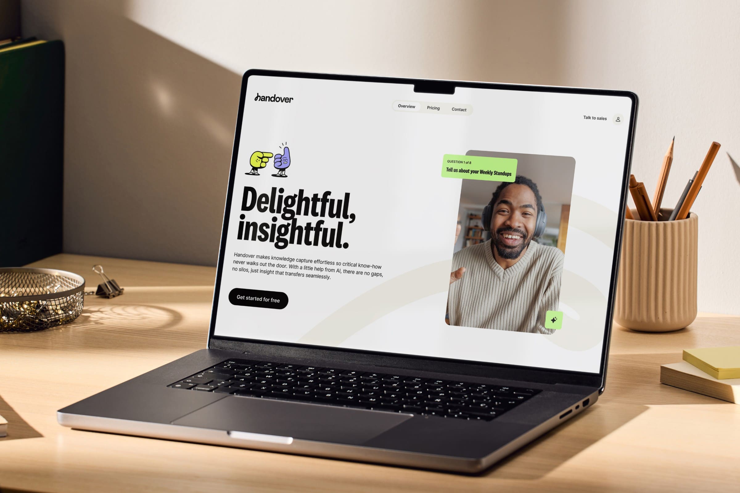 A Handover website on MacBook