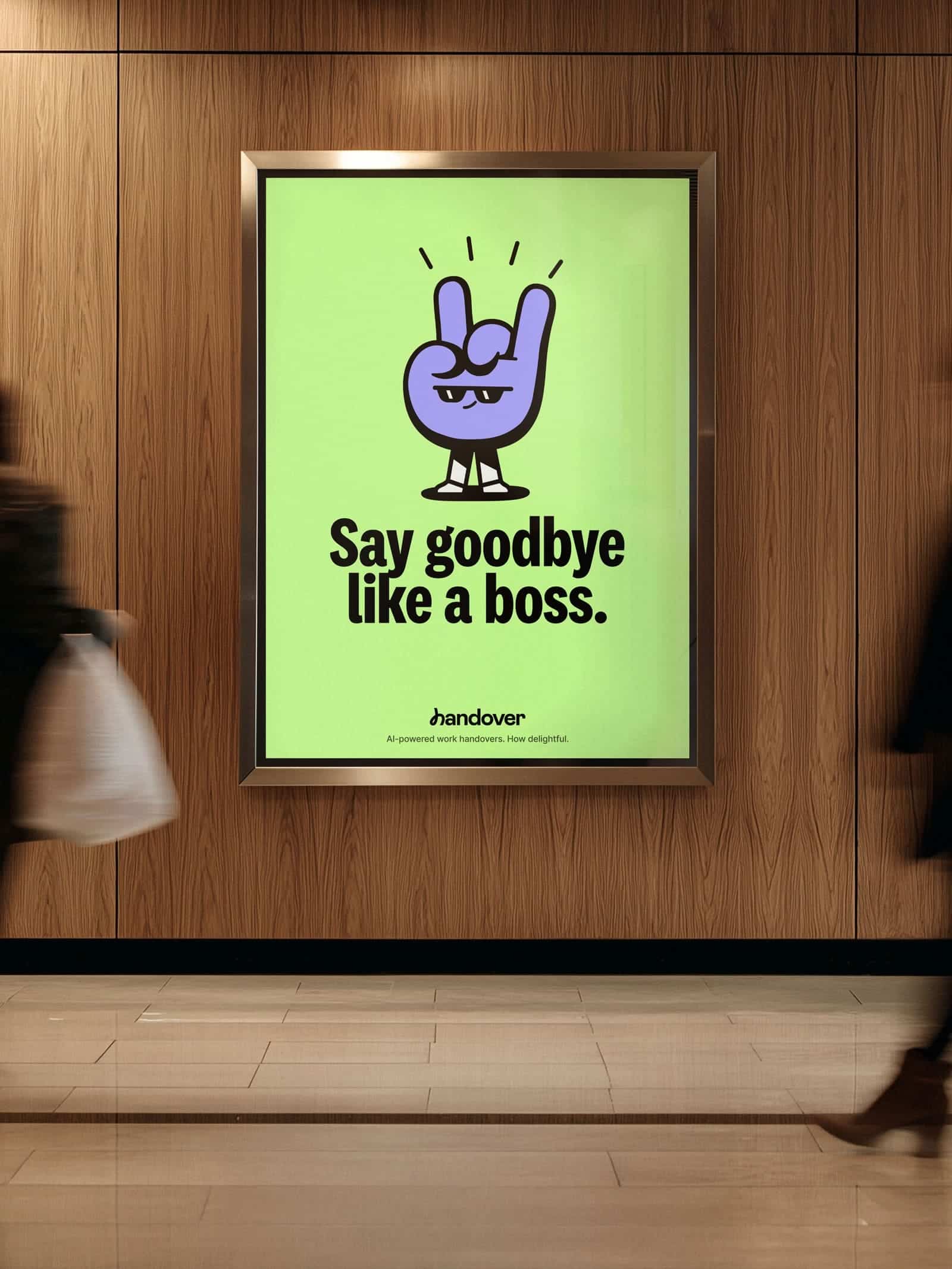 A Handover poster on the wall