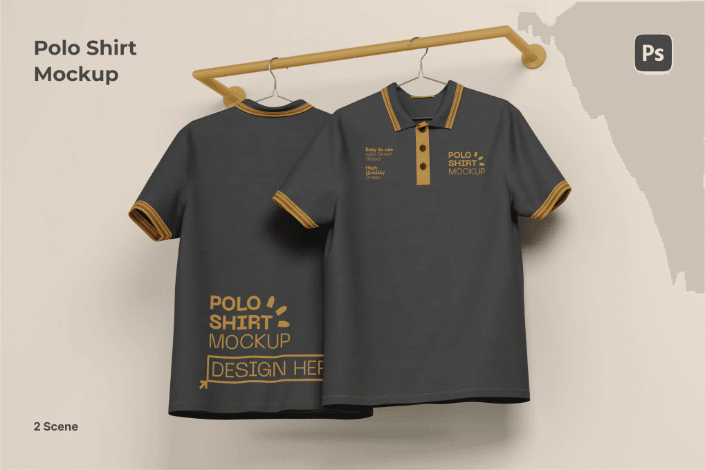 Hanging polo shirt mockup
