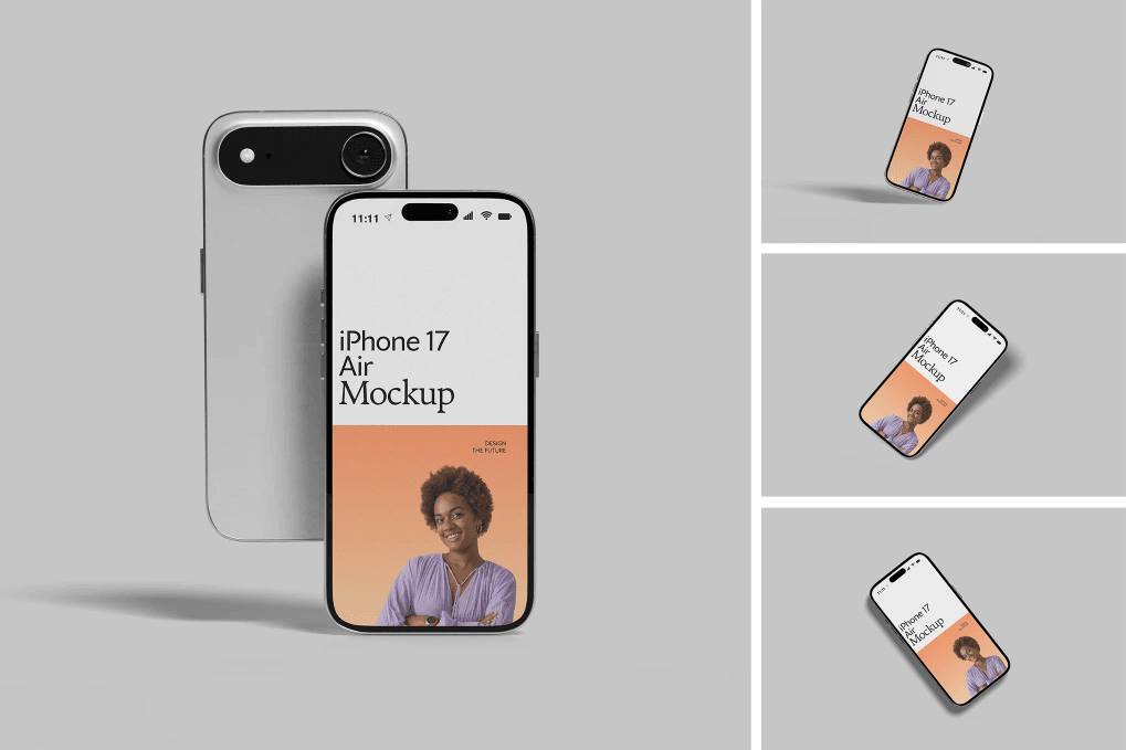 An iPhone 17 Air mockup set