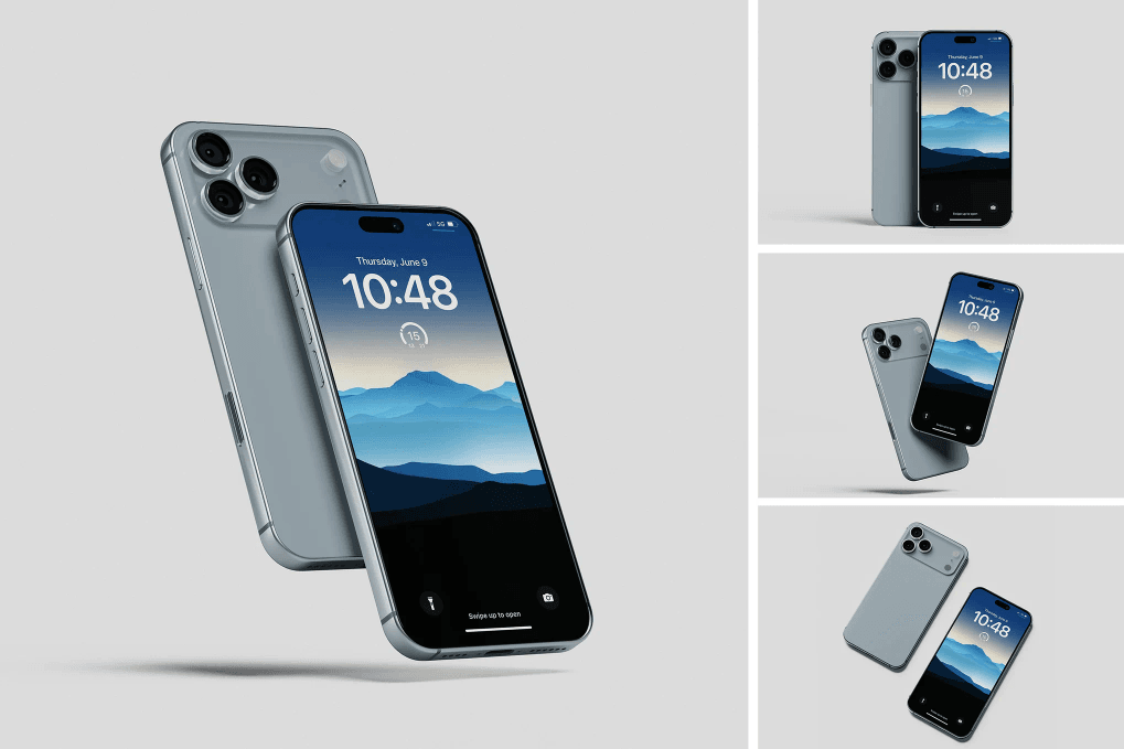 A front and back iPhone 17 pro mockups