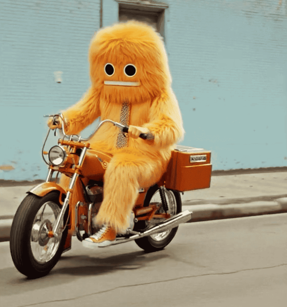 A furry cute drive with a motor bike