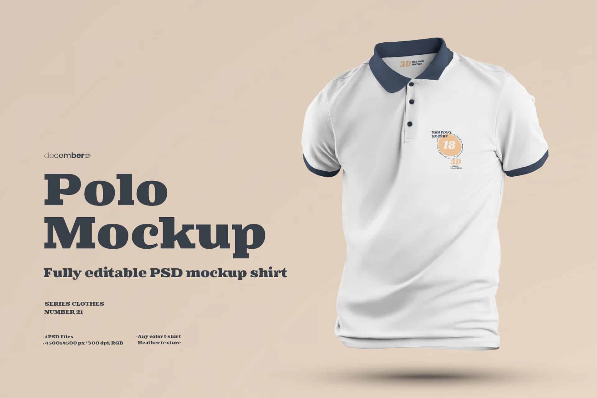 A polo mockup in 3D style