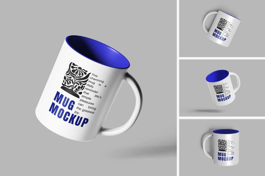A floating mug mockup set