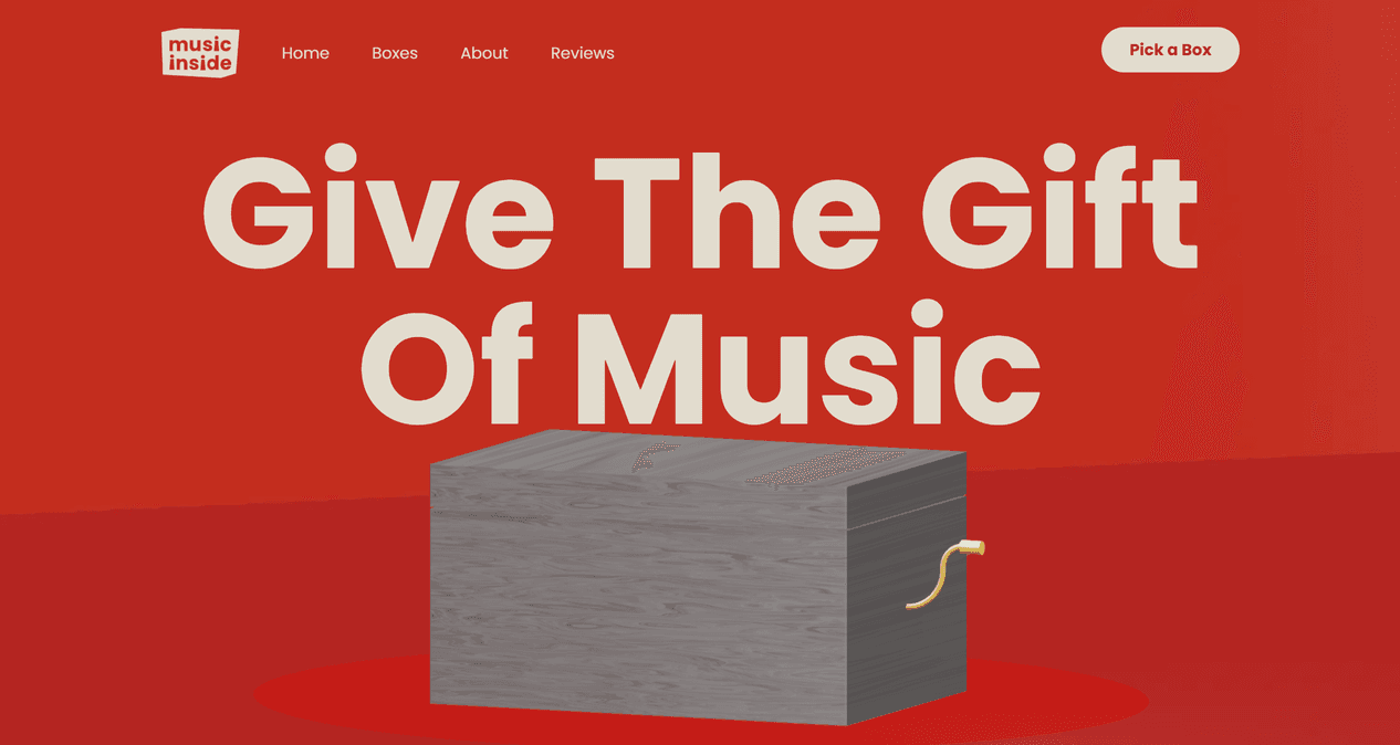 A red music website layout