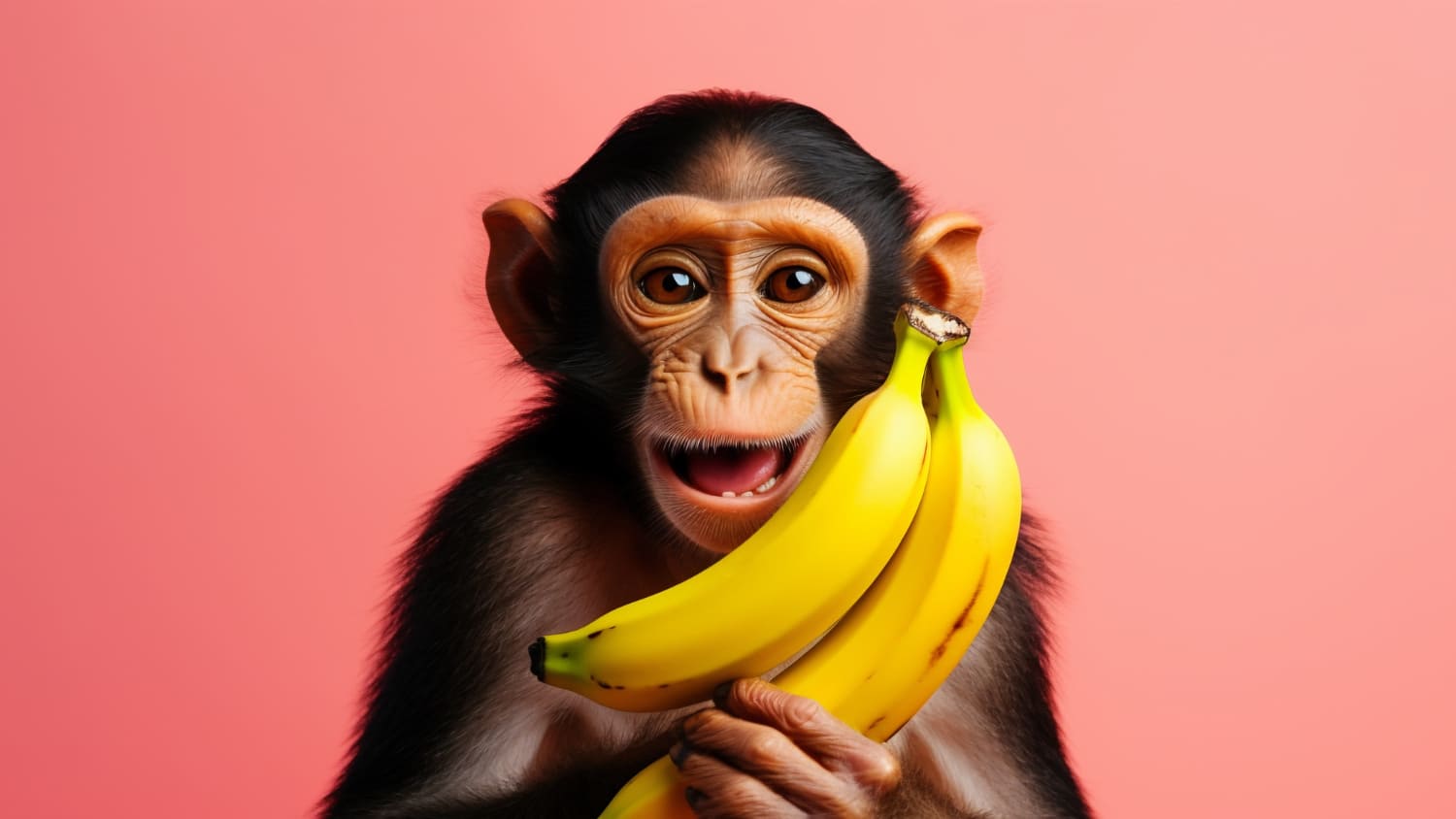 A funny monkey with bananas