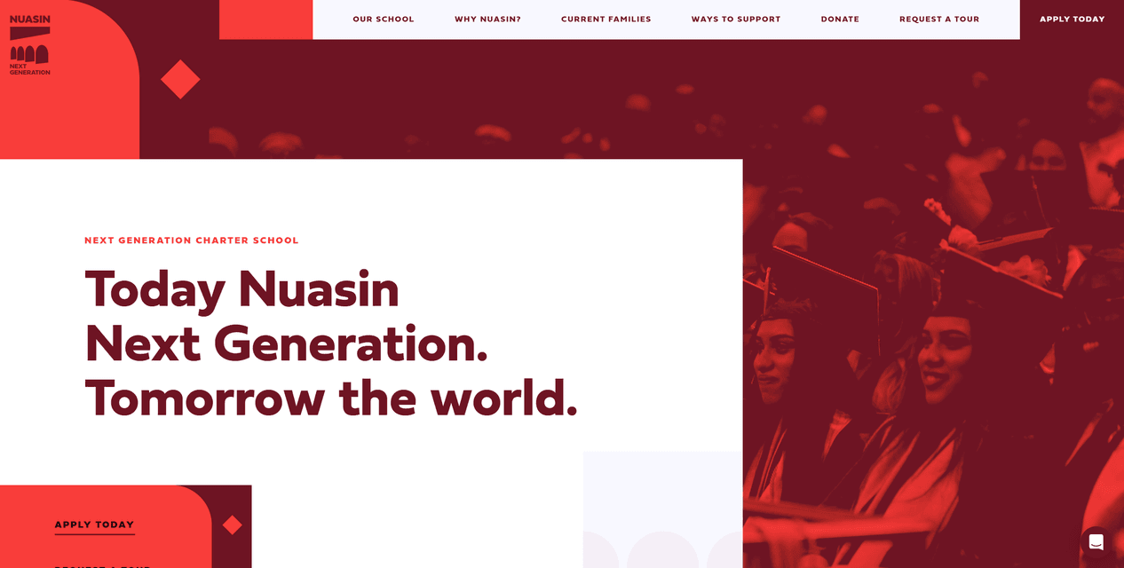 A school's red website layout