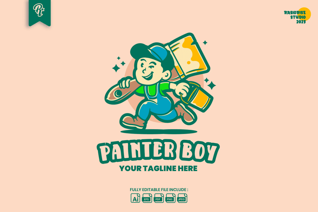A painter classic retro cartoon logo