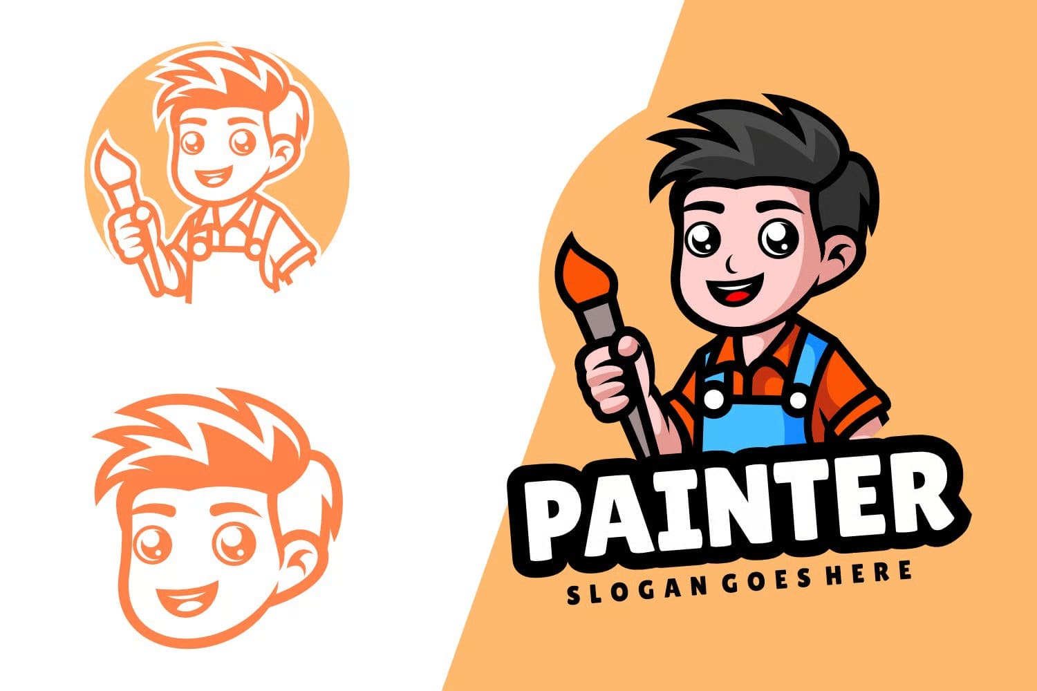 A painter mascot cartoon logo