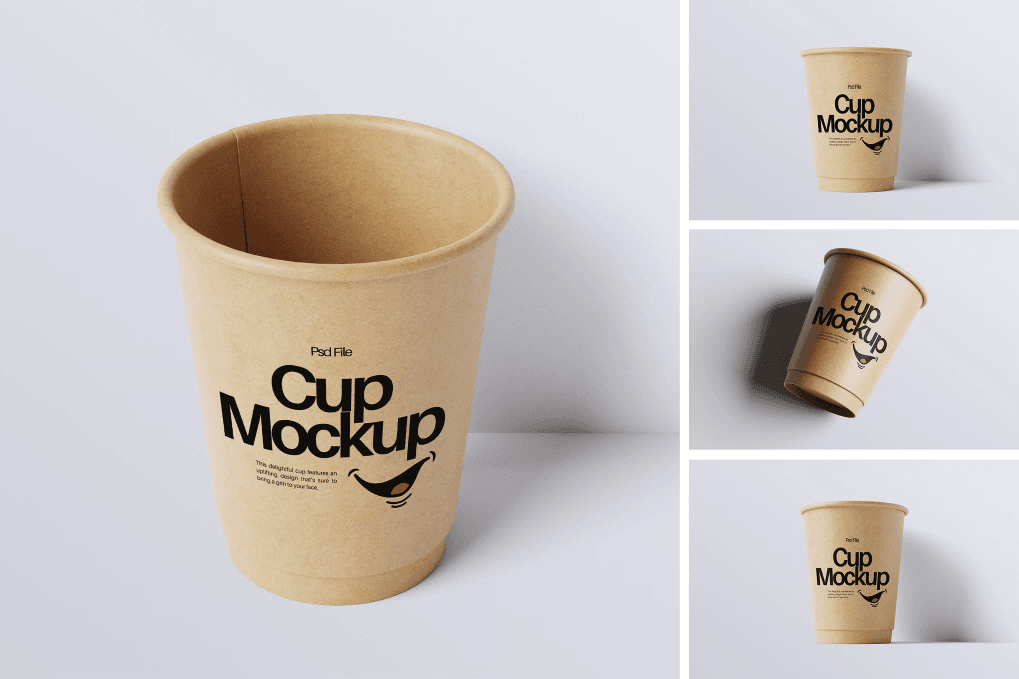 A paper cup mockup set