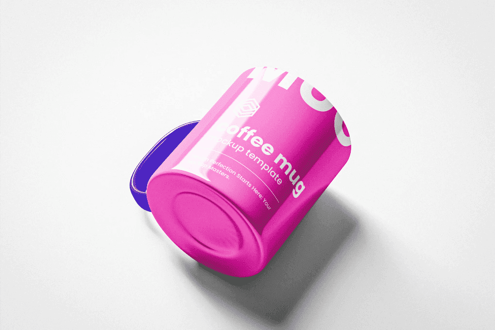 A pink coffee mug mockup