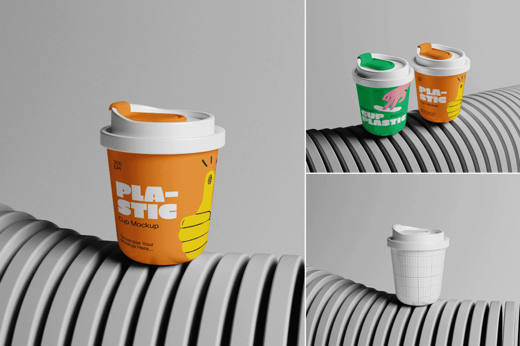 A plastic cup mockup set