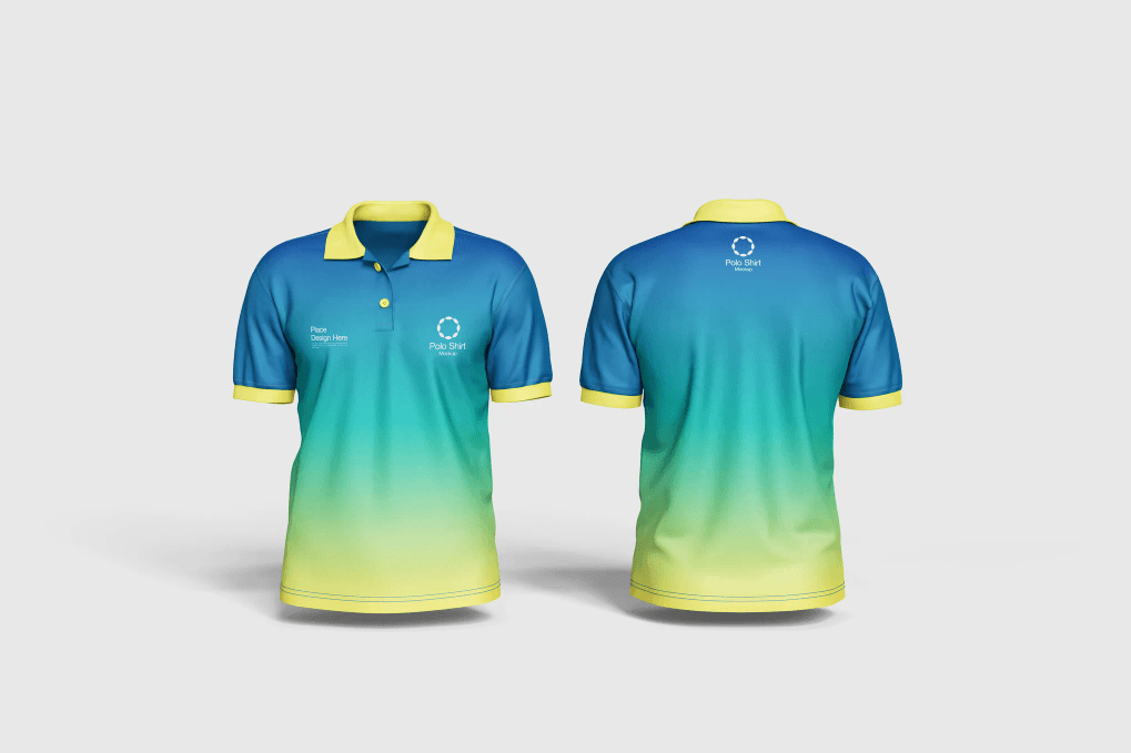 A front and back polo shirt mockup
