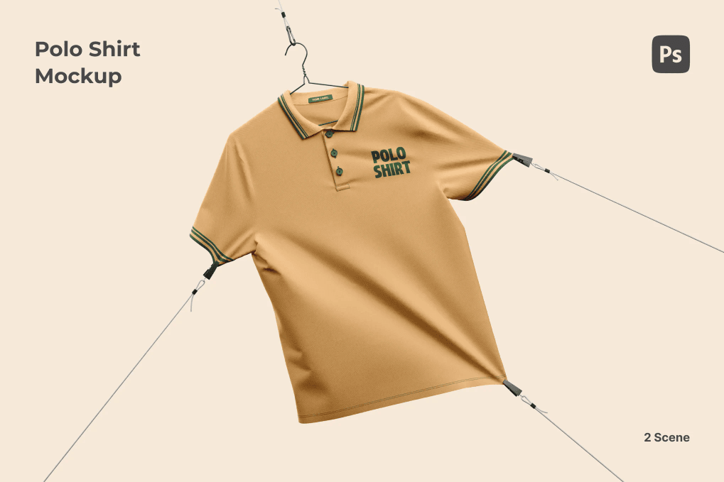 A polo shirt stretched mockup