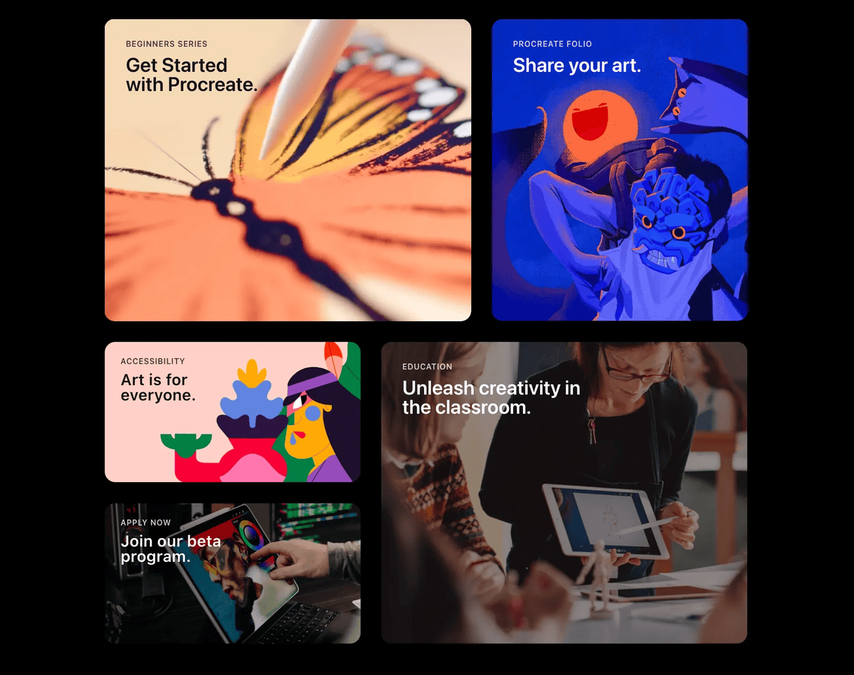 A Procreate website layout