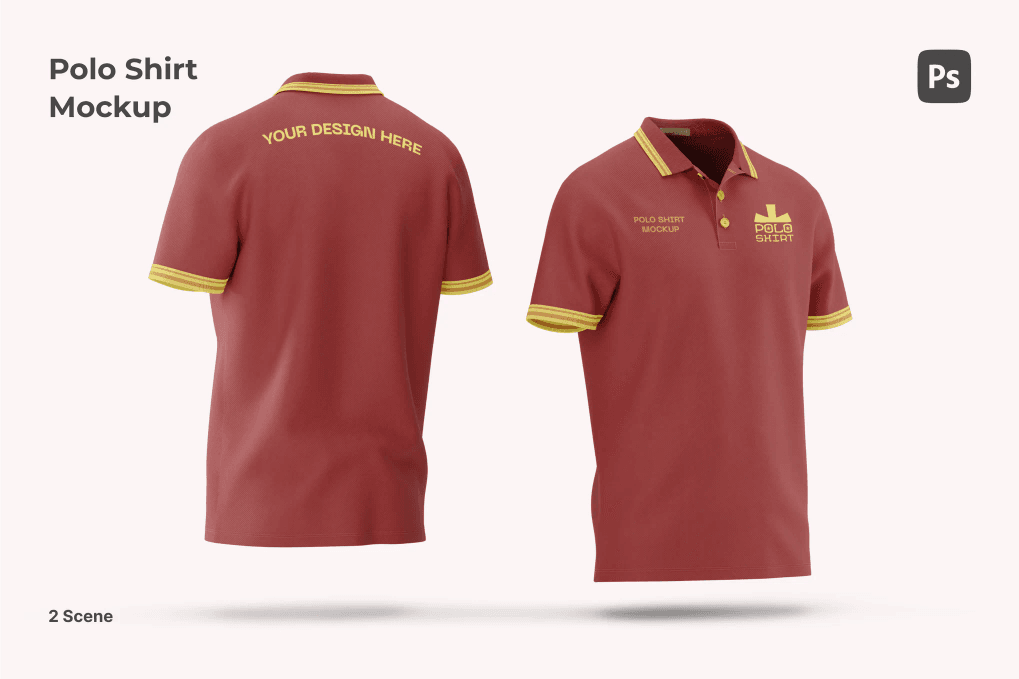 A red polo shirt mockup