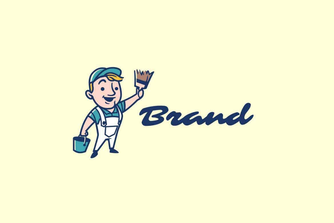 A retro wall painter mascot logo