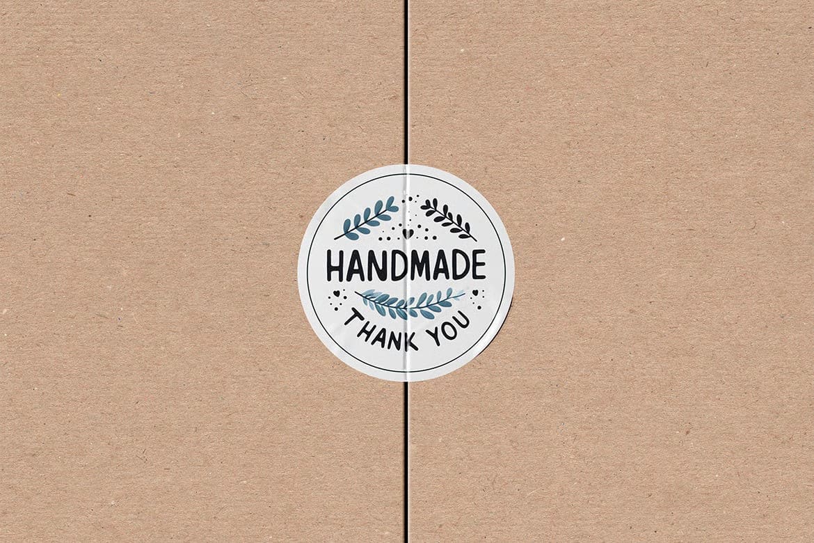 A round glossy glued sticker mockup