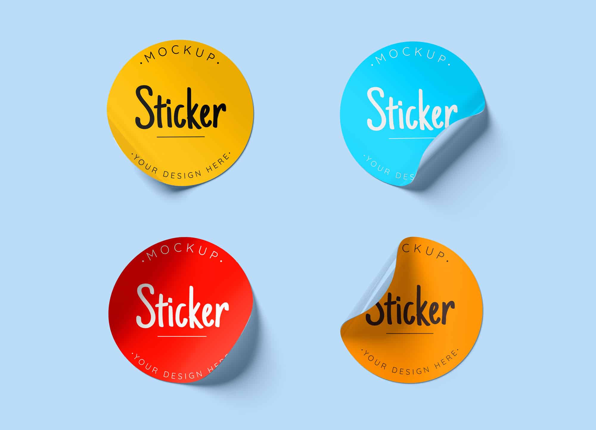 A free round stickers mockup