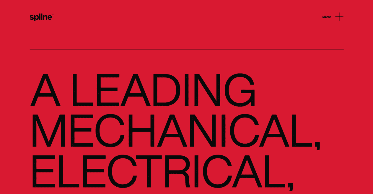 A full red website layout with black letters