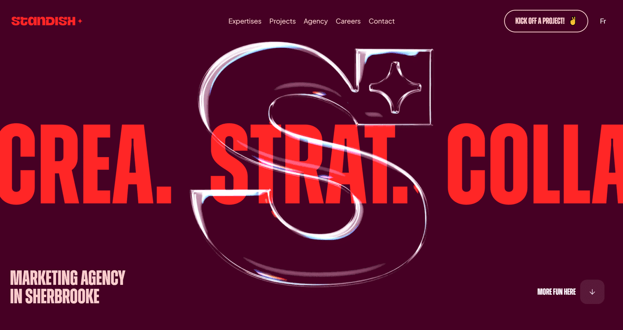 A website layout with red accemts