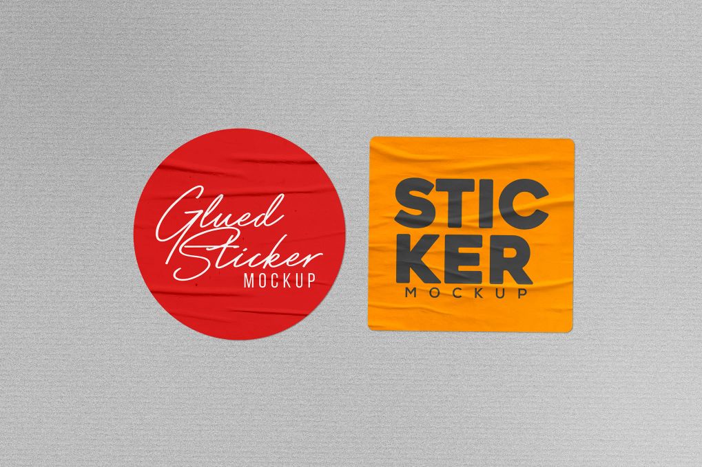 A sticker glued mockup template