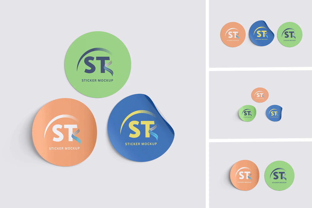 A sticker mockup set