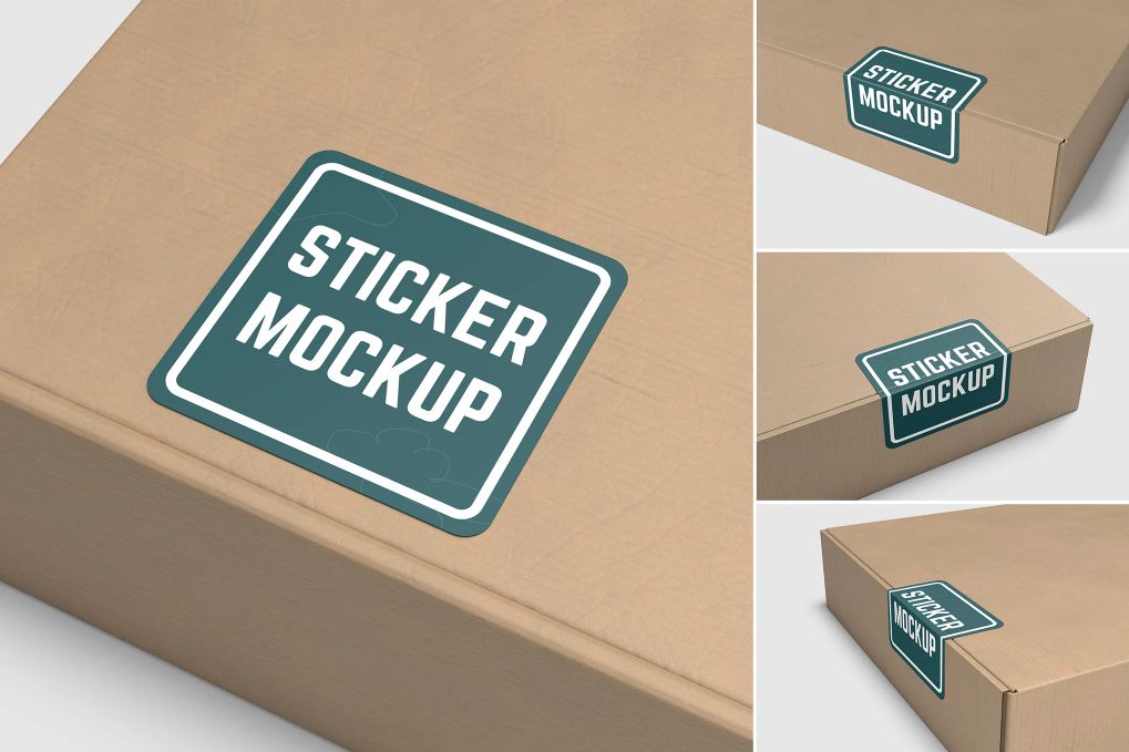 A sticker on box mockup