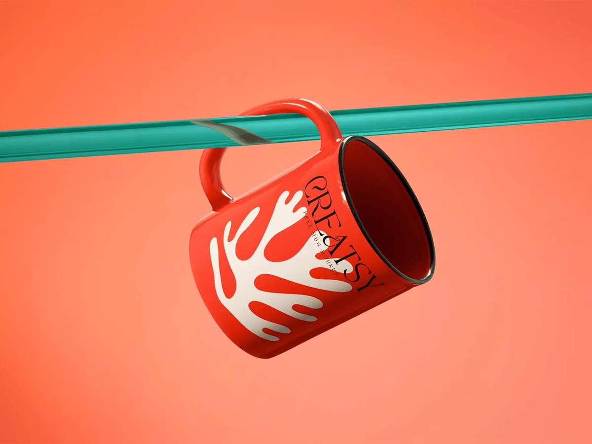 A free hanging mug mockup