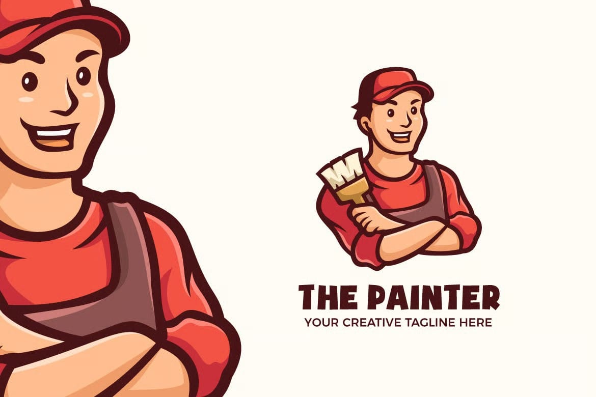 A painter man cartoon mascot logo