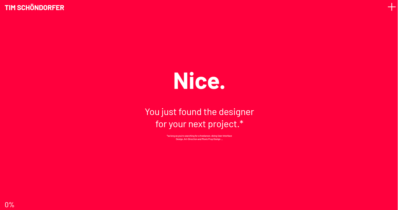 A really full screen red website layout