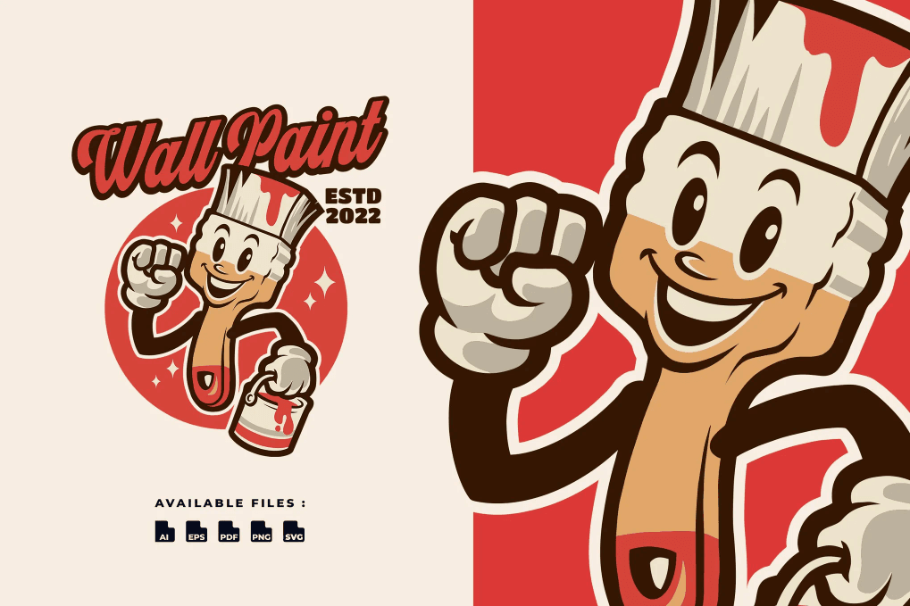 A wall painter retro mascot logo